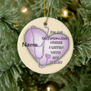 Orthopaedic Nurse Purple Heart Ceramic Ornament