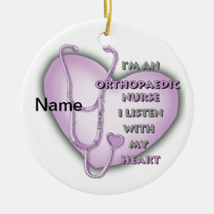 Orthopaedic Nurse Purple Heart Ceramic Ornament