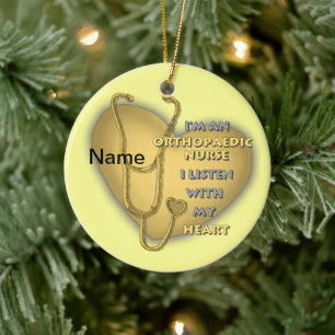 Orthopaedic Nurse Yellow Heart Ceramic Ornament