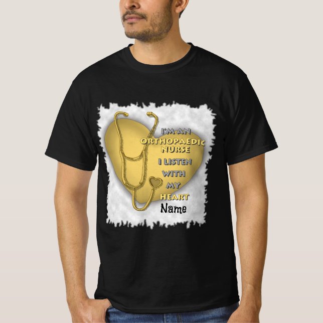 Orthopaedic Nurse Yellow Heart custom nurses T-Shirt (Front)