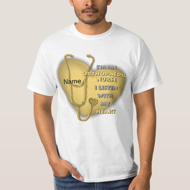 Orthopaedic Nurse Yellow Heart custom nurses T-Shirt (Front)