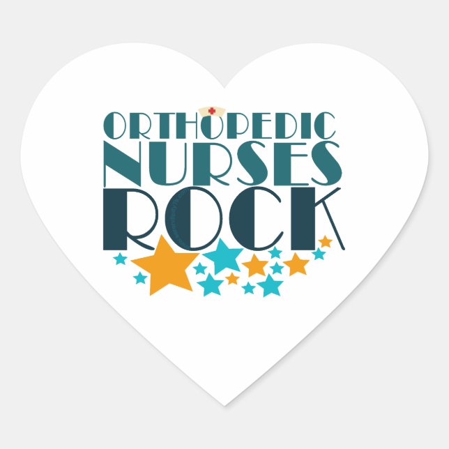 Orthopaedic Nurses Rock Heart Sticker (Front)