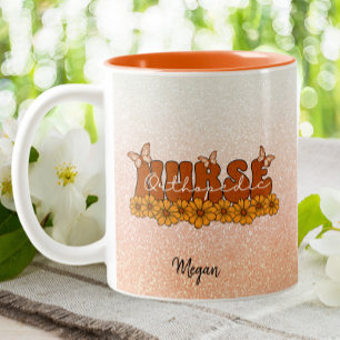 Orthopaedic Ortho RN Nurse Orange Glitter Two-Tone Coffee Mug