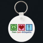 Orthopaedist Peace Love Orthopaedics Office Key Ring<br><div class="desc">Peace Love Orthopaedics. A cute Christmas gift for an orthopaedic surgeon or orthopaedist who works with the musculoskeletal system and patients who need shoulder and hip surgery. A peace sign,  heart,  and a skeleton.</div>
