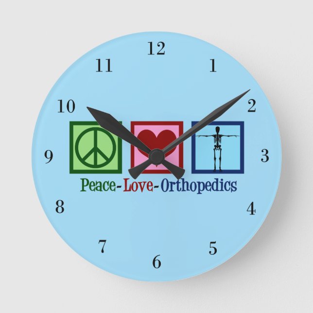 Orthopaedist Peace Love Orthopaedics Office Round Clock (Front)