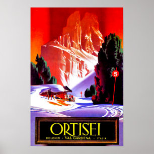 Ortisei, Dolomiti Alps, Val Gardena ski, Italy Poster