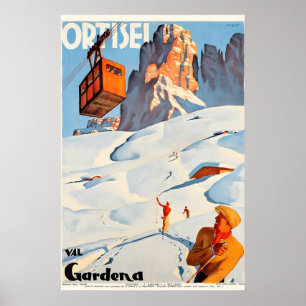 Ortisei Val Gardena Italy Vintage Travel Poster
