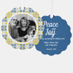 ortuguese Tiles Photo frame for family Christmas Tree Decoration Card