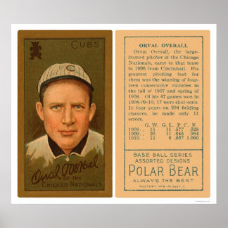 Orval Overall Cubs Baseball 1911 Poster