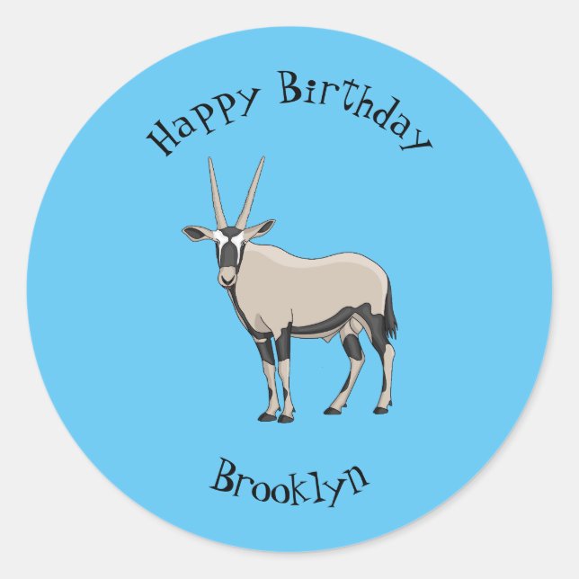 Oryx cartoon illustration classic round sticker (Front)