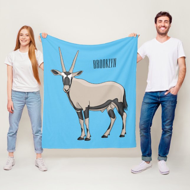 Oryx cartoon illustration fleece blanket (In Situ)