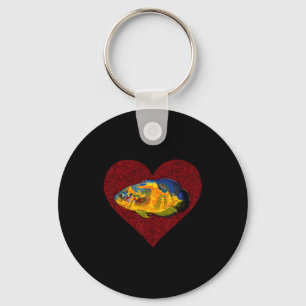 Os Valentines Day Fish Love Fingerprint  Key Ring