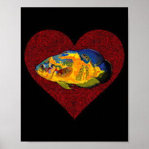 Os Valentines Day Fish Love Fingerprint  Poster