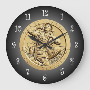 Osage Code Talkers Bronze Medal ~  Large Clock