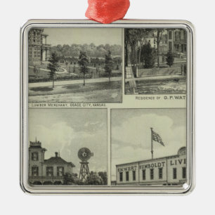 Osage, Mound, and Burlington, Kansas Metal Tree Decoration