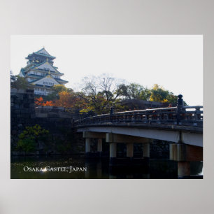 Osaka Castle from Bridge Japan Travel Destination Poster