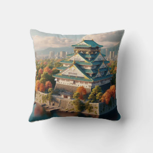 Osaka Castle Japan Landscape Vintage Travel Cushion