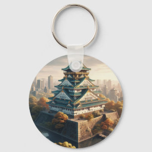 Osaka Castle Japan Landscape Vintage Travel Key Ring