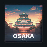 Osaka Castle Japan sunset Magnet<br><div class="desc">Osaka Castle, a majestic symbol of Japan's rich history and culture, stands tall in the heart of Osaka. Its iconic golden roof and imposing stone walls have witnessed centuries of the country's transformation. Originally built in the 16th century, the castle has been rebuilt and restored several times, preserving its grandeur...</div>