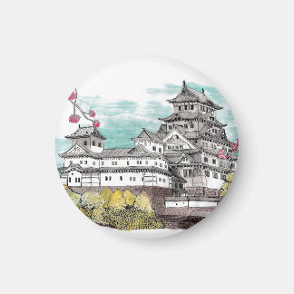 Osaka Castle Japan Watercolor Illustration Magnet