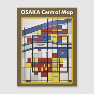OSAKA central map Piet Mondrian style