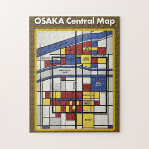 OSAKA central map Piet Mondrian style Jigsaw Puzzle