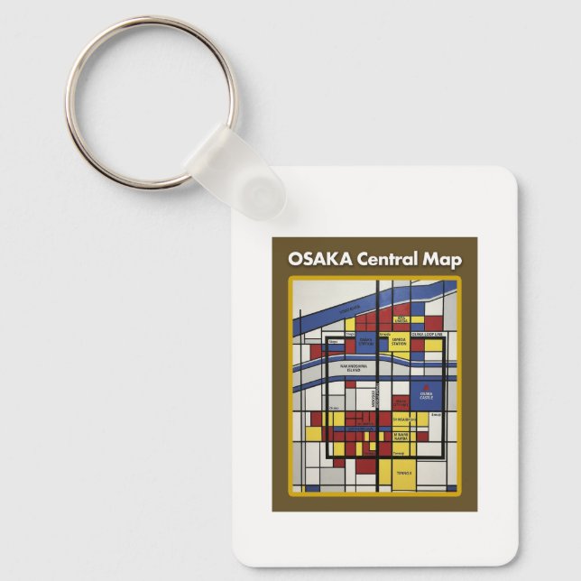 OSAKA central map Piet Mondrian style Key Ring (Front)
