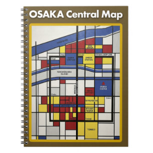 OSAKA central map Piet Mondrian style Notebook