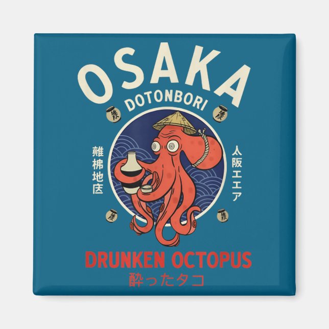 Osaka Dontnburi Drunken Octopus Vintage Japanese S Magnet (Front)