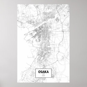 Osaka, Japan (black on white) Poster