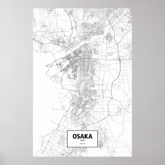 Osaka, Japan (black on white) Poster (Front)