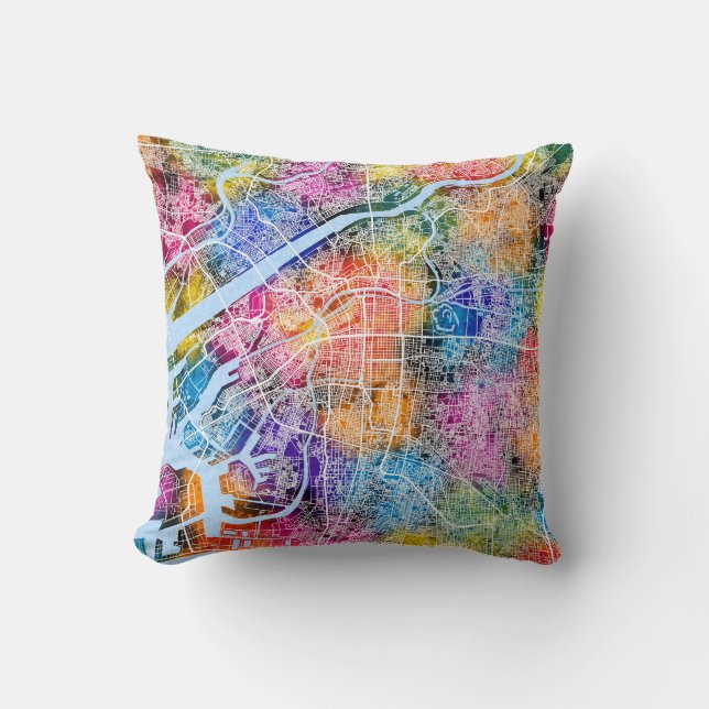 Osaka Japan City Map Cushion (Front)