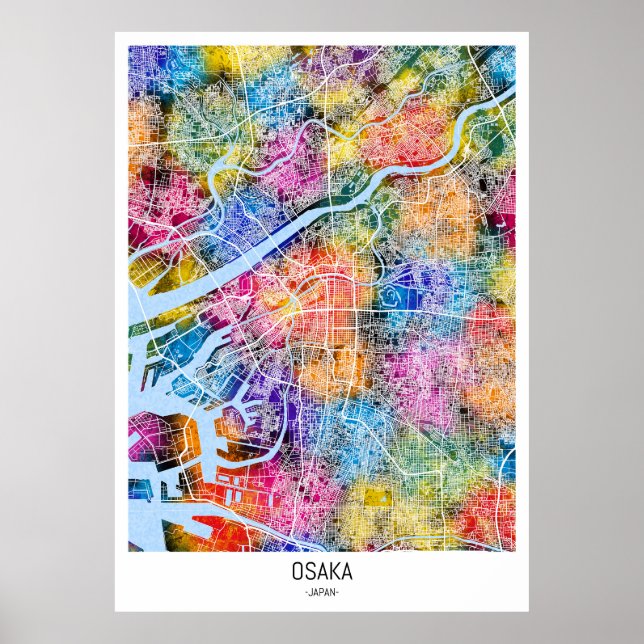 Osaka Japan City Map Poster (Front)