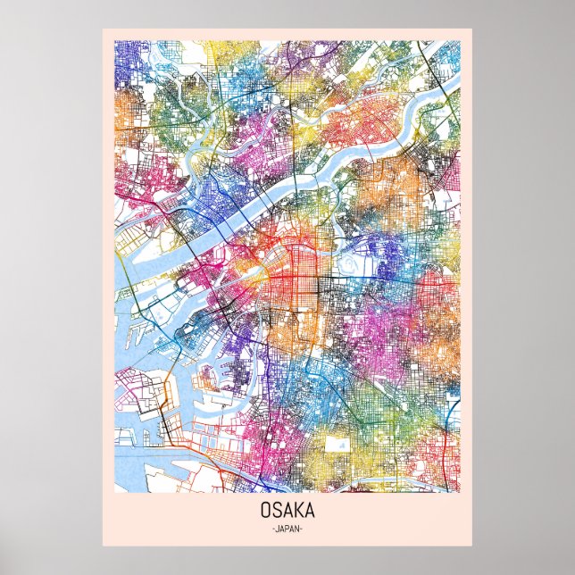 Osaka Japan City Map Poster (Front)