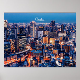 Osaka Japan cityscape photograph Poster