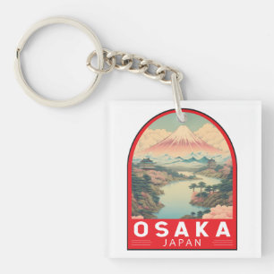 Osaka Japan Mount Fuji Travel Art Emblem Key Ring