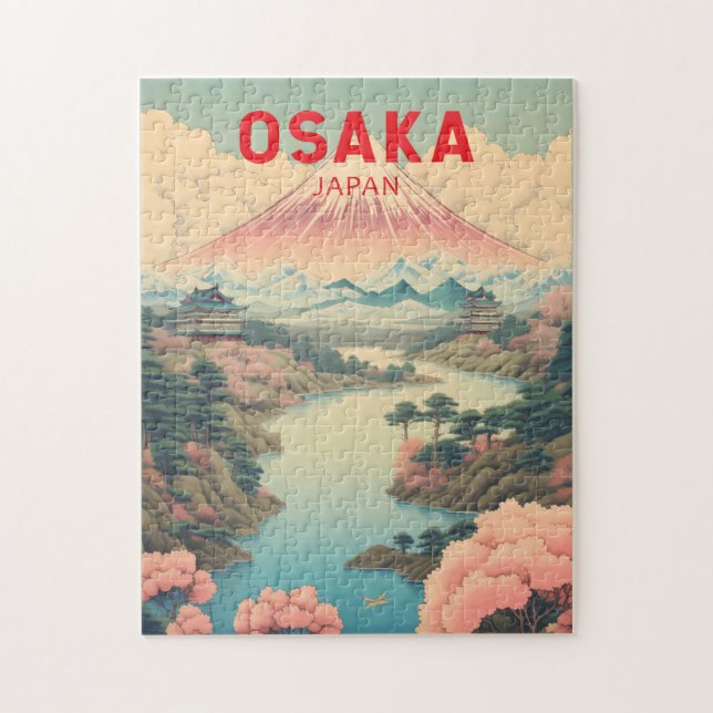 Osaka Japan Mount Fuji Travel Art Vintage Jigsaw Puzzle (Vertical)