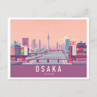 Osaka Japan Pastel Travel Design Postcard