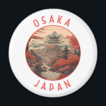Osaka Japan Retro Distressed Circle Magnet<br><div class="desc">Osaka retro vector travel design. It's known for its modern architecture,  nightlife and hearty street food. The 16th-century shogunate Osaka Castle,  which has undergone several restorations,  is its main historical landmark.</div>