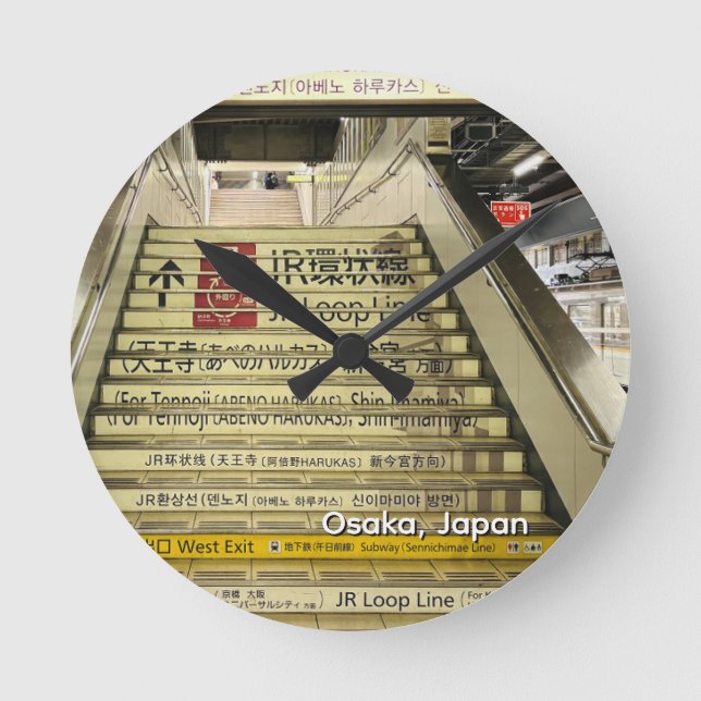 Osaka Japan Train Station Stairs Round Clock (Front)