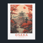 Osaka Japan Travel Art Vintage Postcard<br><div class="desc">Osaka retro vector travel design. It's known for its modern architecture,  nightlife and hearty street food. The 16th-century shogunate Osaka Castle,  which has undergone several restorations,  is its main historical landmark.</div>