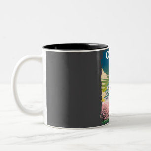 Osaka Japan Vintage Minimal Retro Travel Poster  Two-Tone Coffee Mug