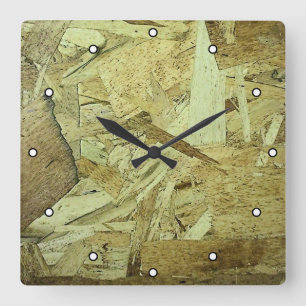 OSB Chip Board Plywood with Dots Square Wall Clock