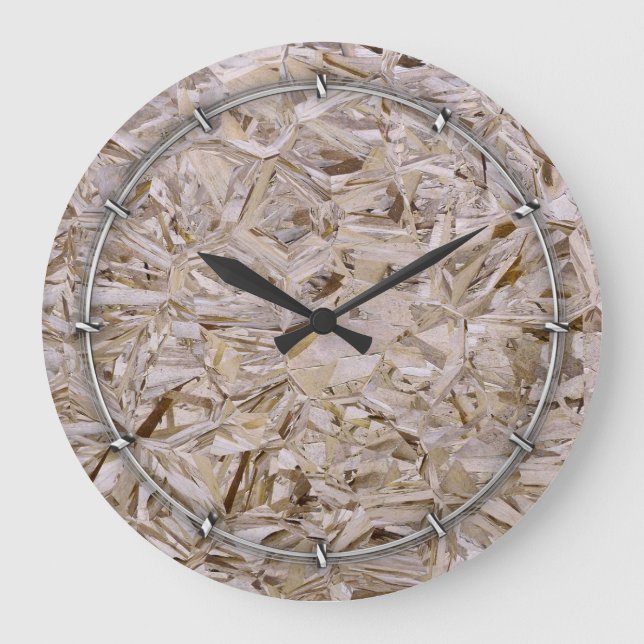 OSB Construction Plywood Sheeting Print Large Clock (Front)