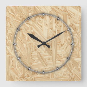 OSB Pattern Chipboard Renovation Square Wall Clock