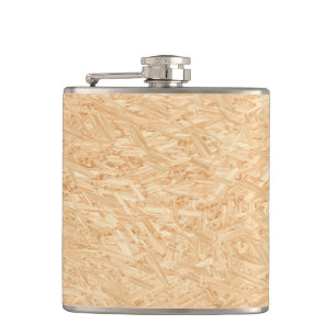 OSB Plywood Print Hip Flask