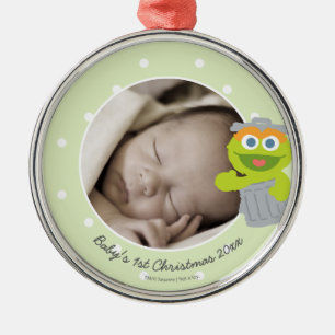 Oscar   Baby's First Christmas - Add Your Name Metal Tree Decoration