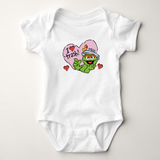 Oscar "I Love Trash" Valentine Baby Bodysuit (Front)