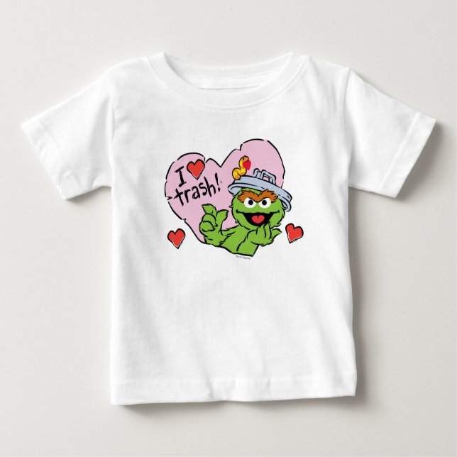 Oscar "I Love Trash" Valentine Baby T-Shirt (Front)