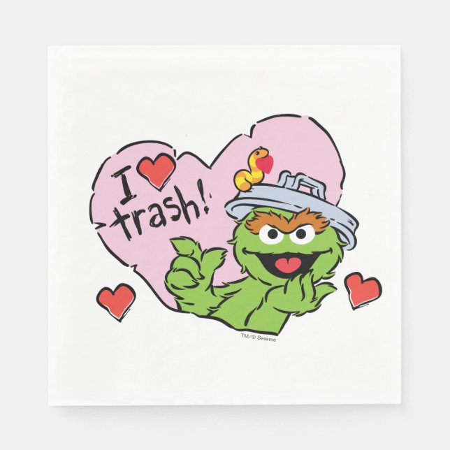 Oscar "I Love Trash" Valentine Napkin (Front)